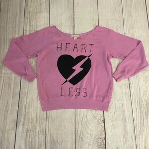 FOREVER 21 Women’s Pink “Heartless” Long Sleeve Sweatshirt Size Small